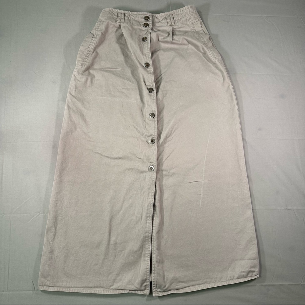 Vintage Route 66 Cream Button-Front Midi Skirt